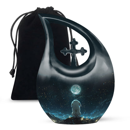White Personalized Galaxy Cremation Urn for Women - 10-inch, 200 cu in - Yatskia