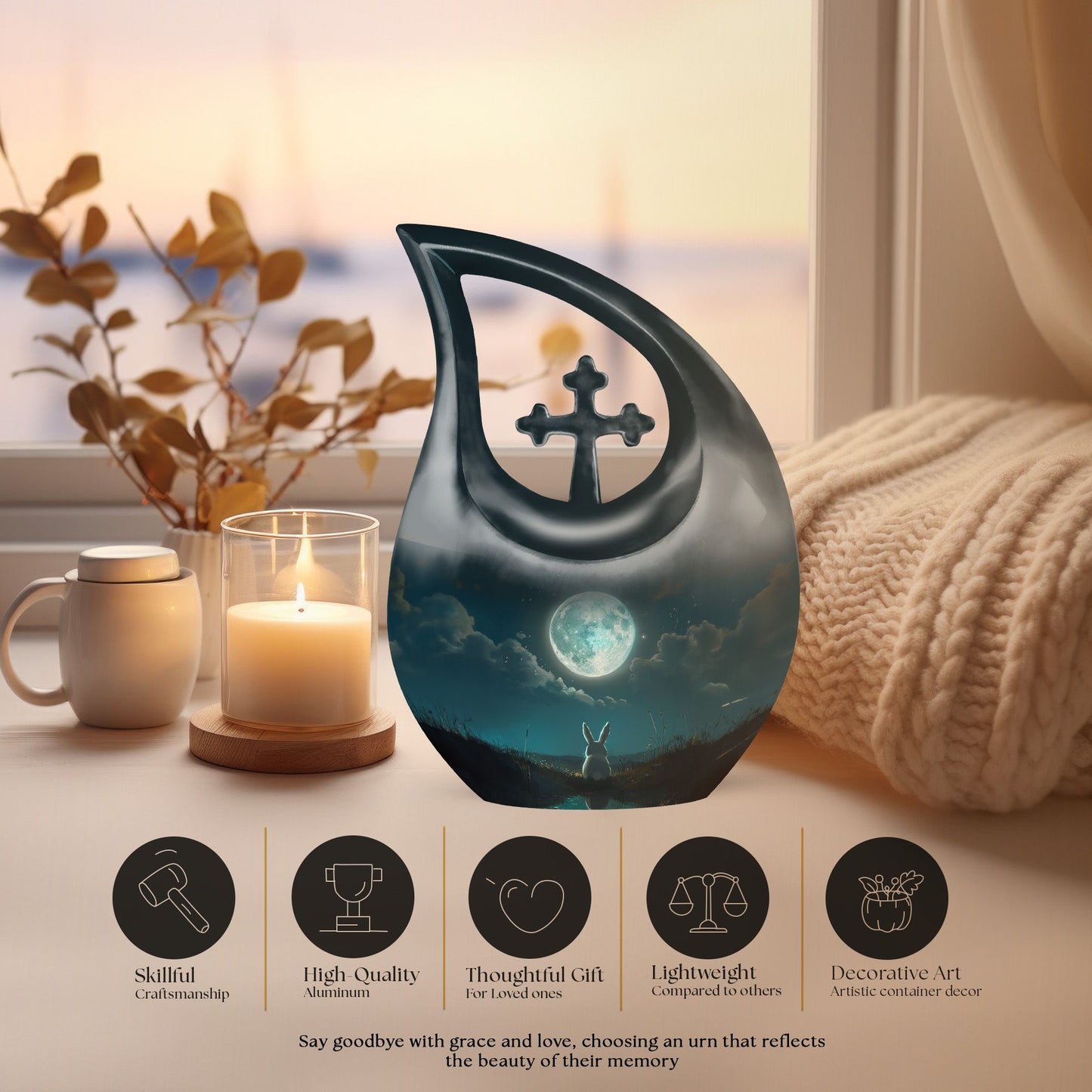 White Bunny Moon Urn