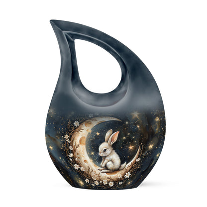 Bunny Moon white 10 inch urn