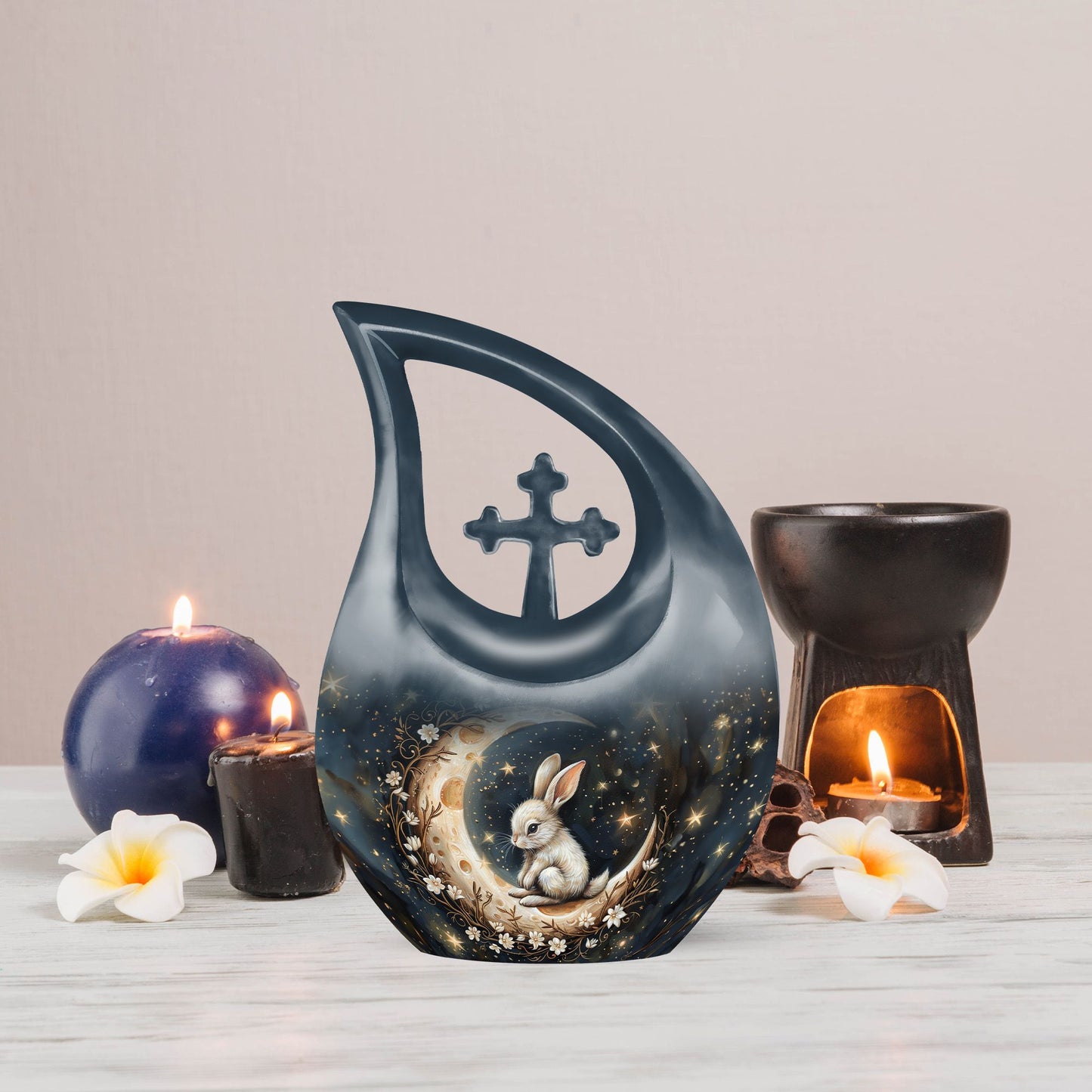 Bunny Moon white 10 inch urn