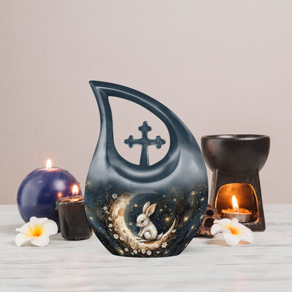 Bunny Moon white 10 inch urn