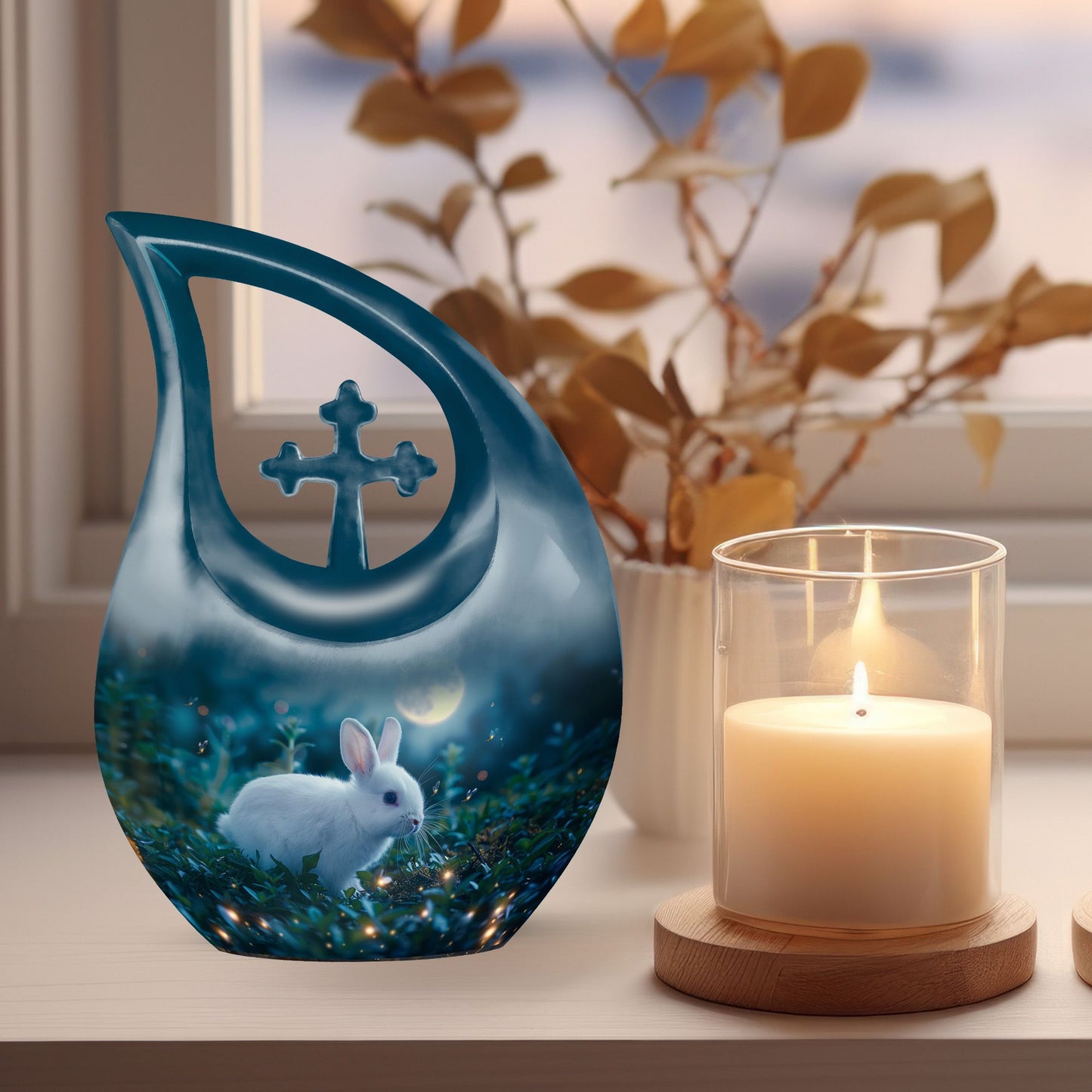 White Bunny Moon Urn