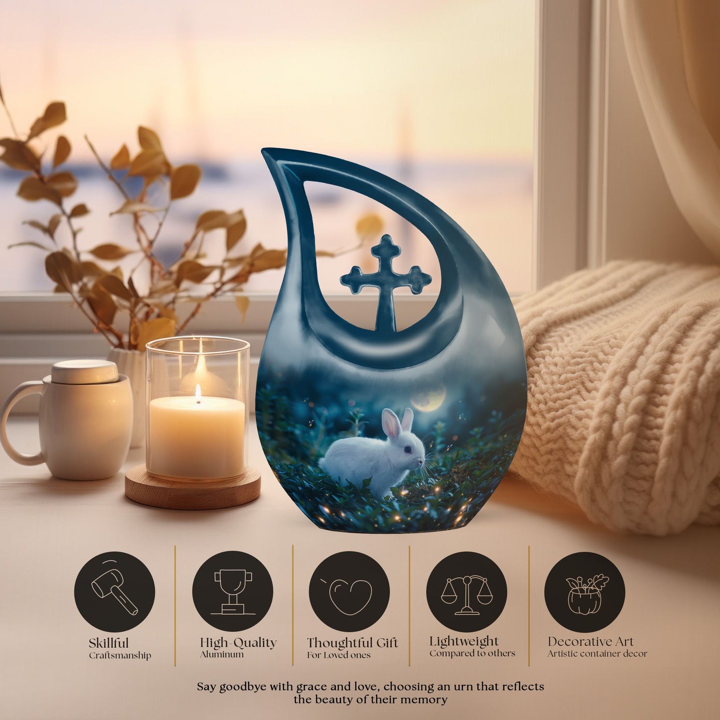 White Bunny Moon Urn