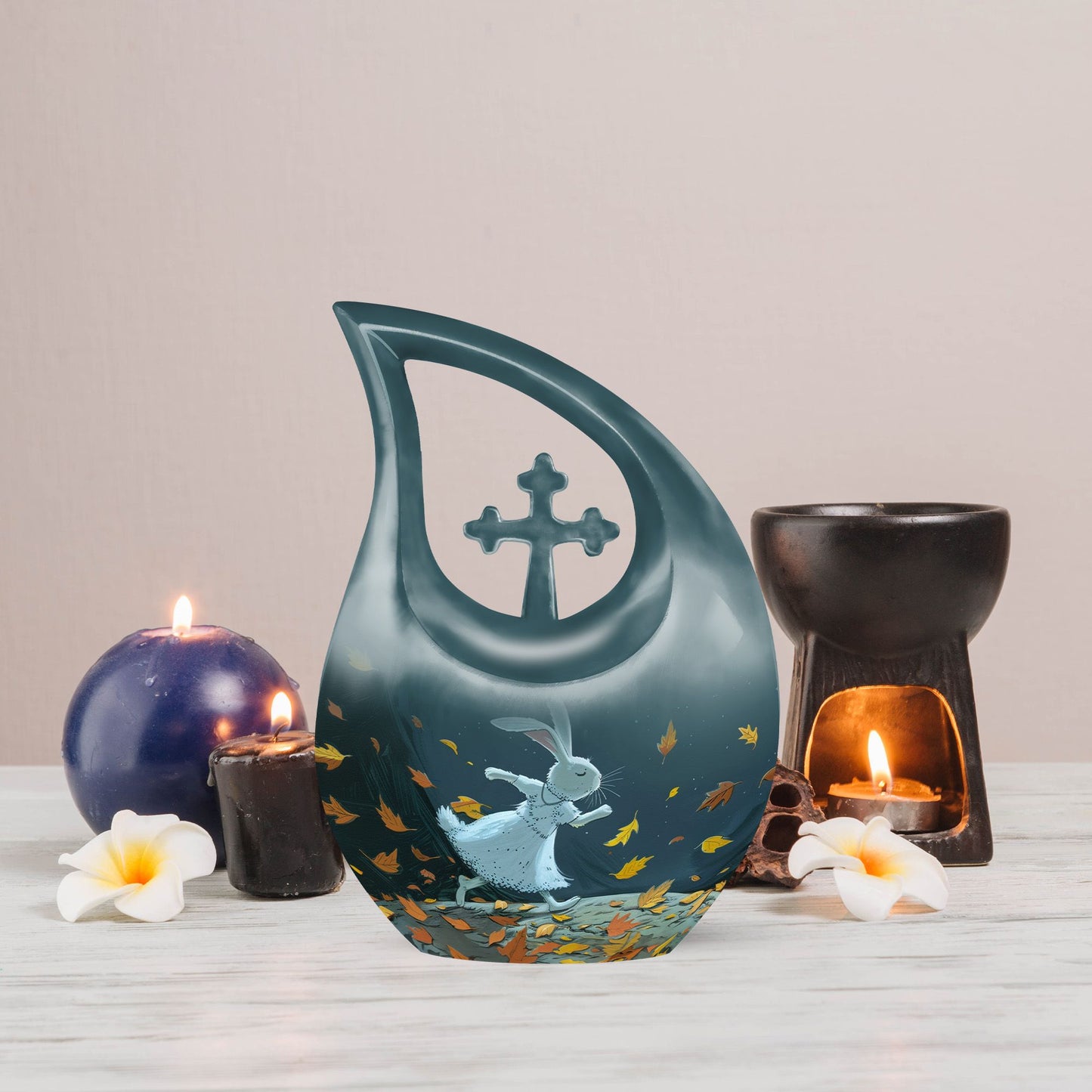 White Bunny Moon Urn for Dad