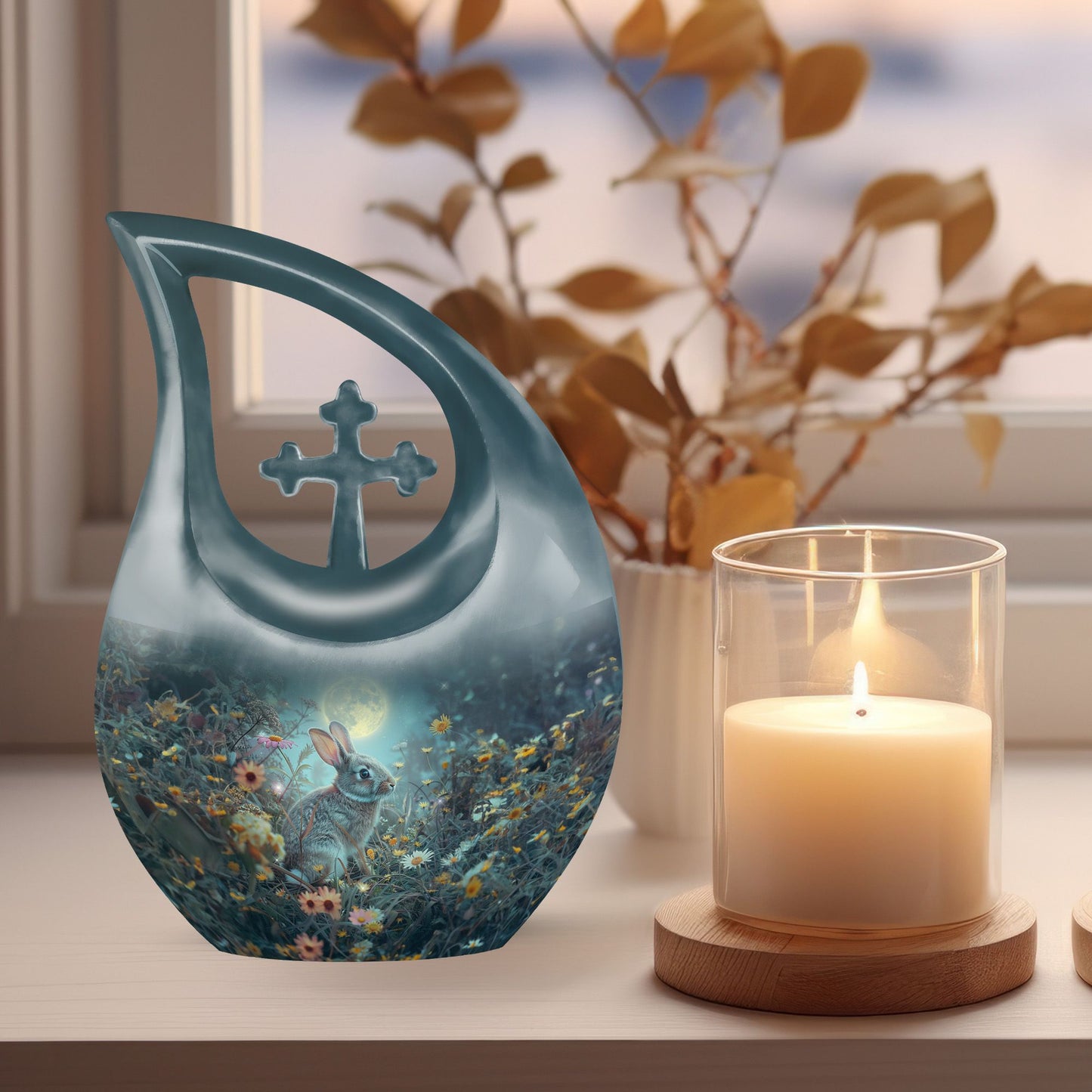White Bunny Moon Urn