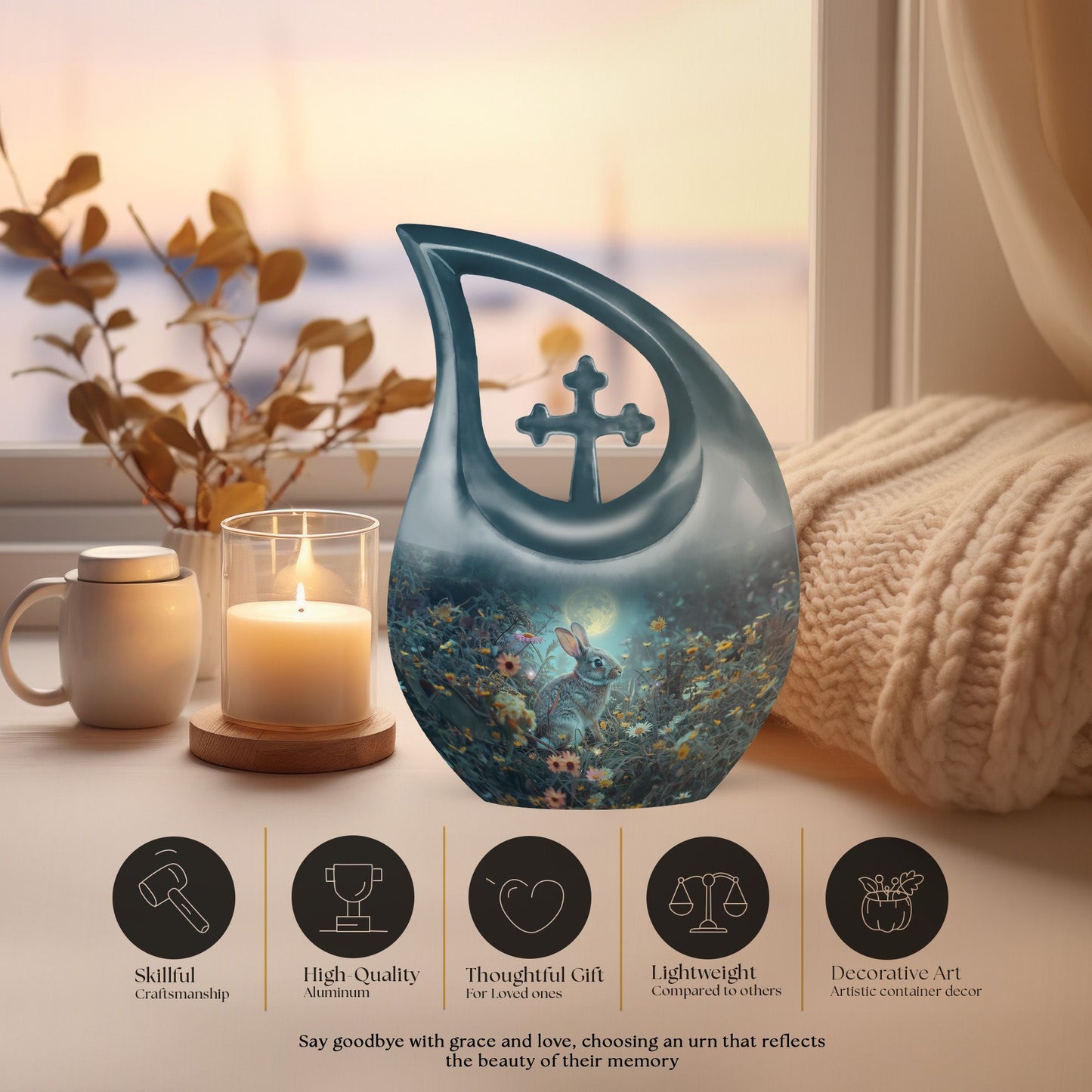 White Bunny Moon Urn