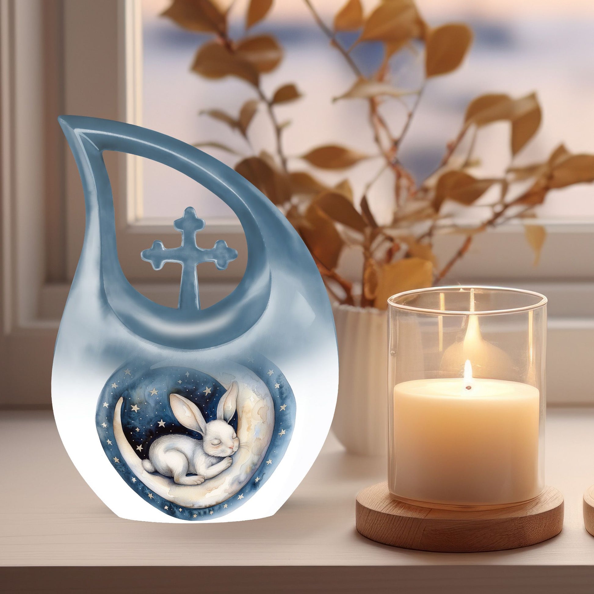 White Bunny Moon cremation urn