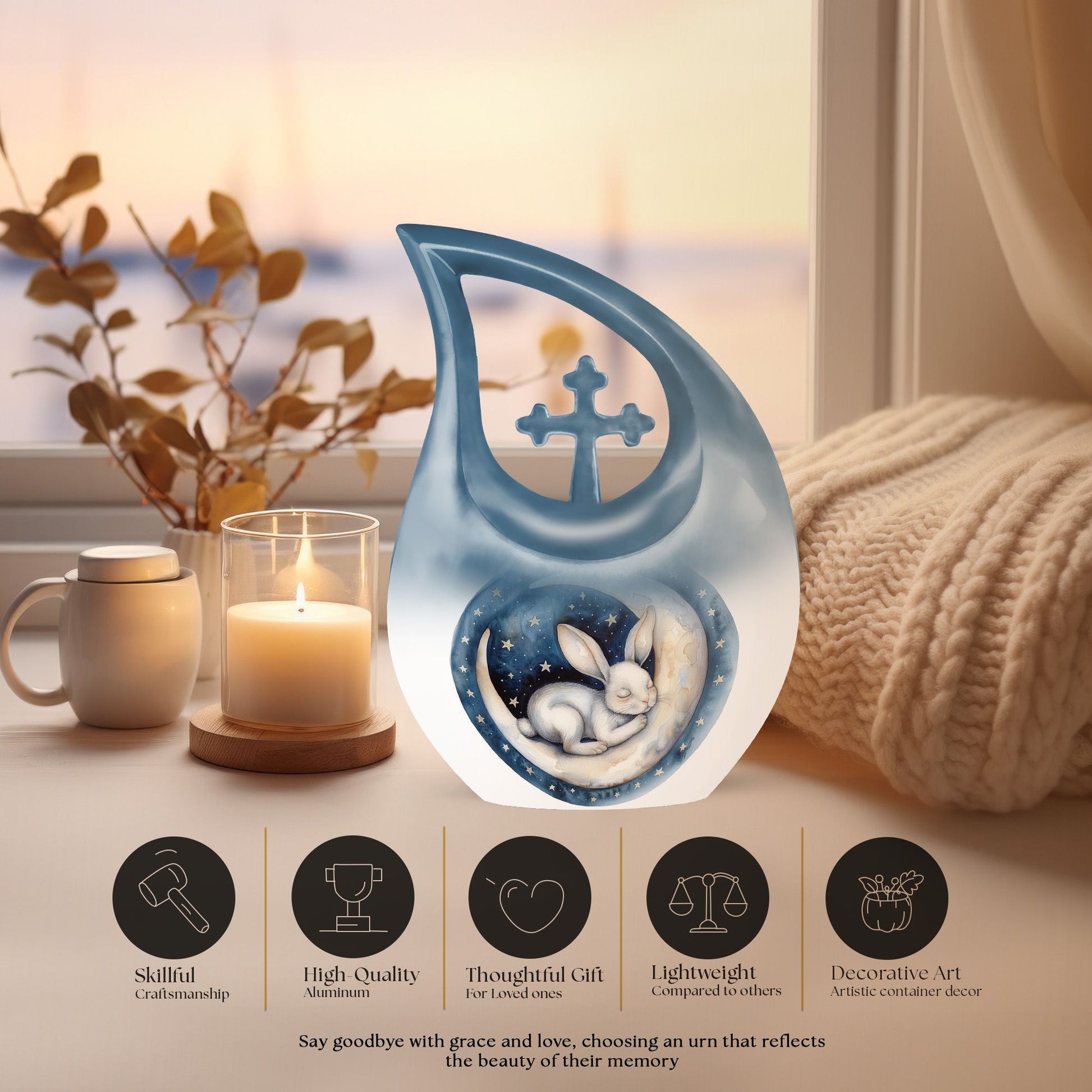 White Bunny Moon cremation urn