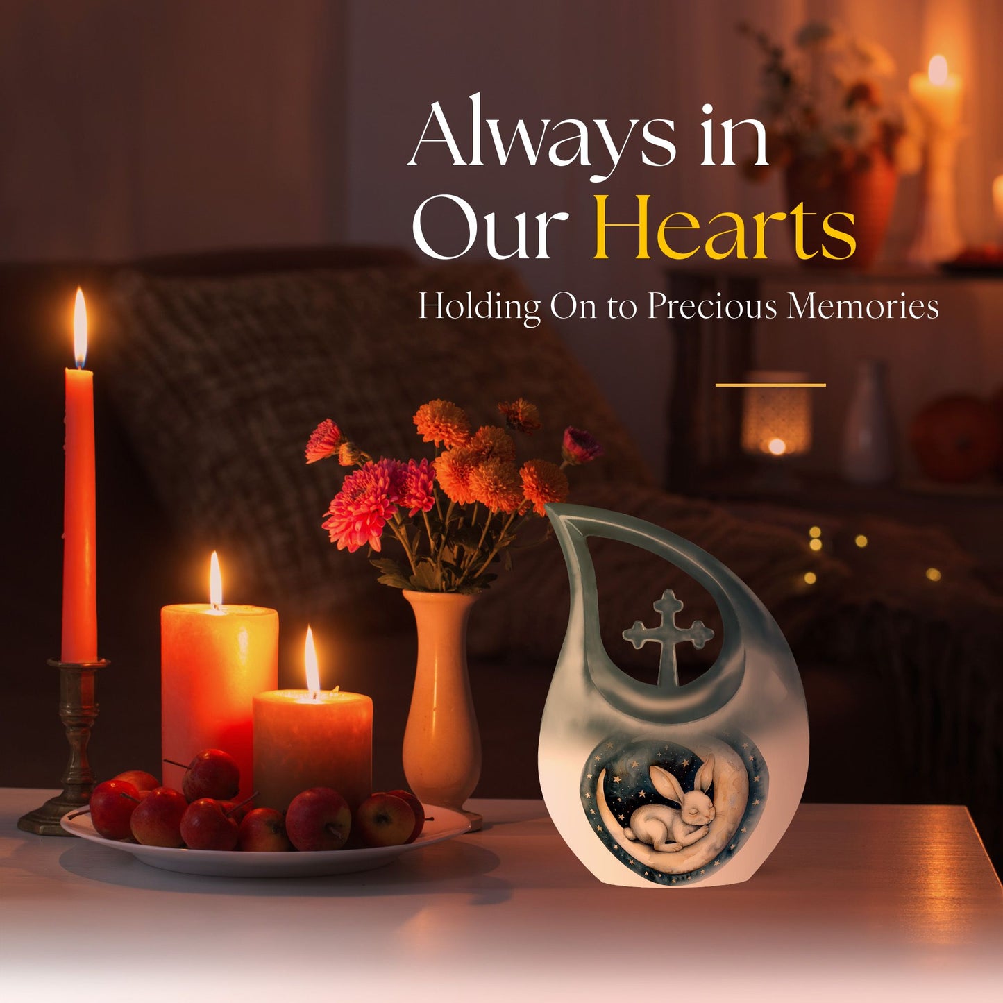 White Bunny Moon cremation urn