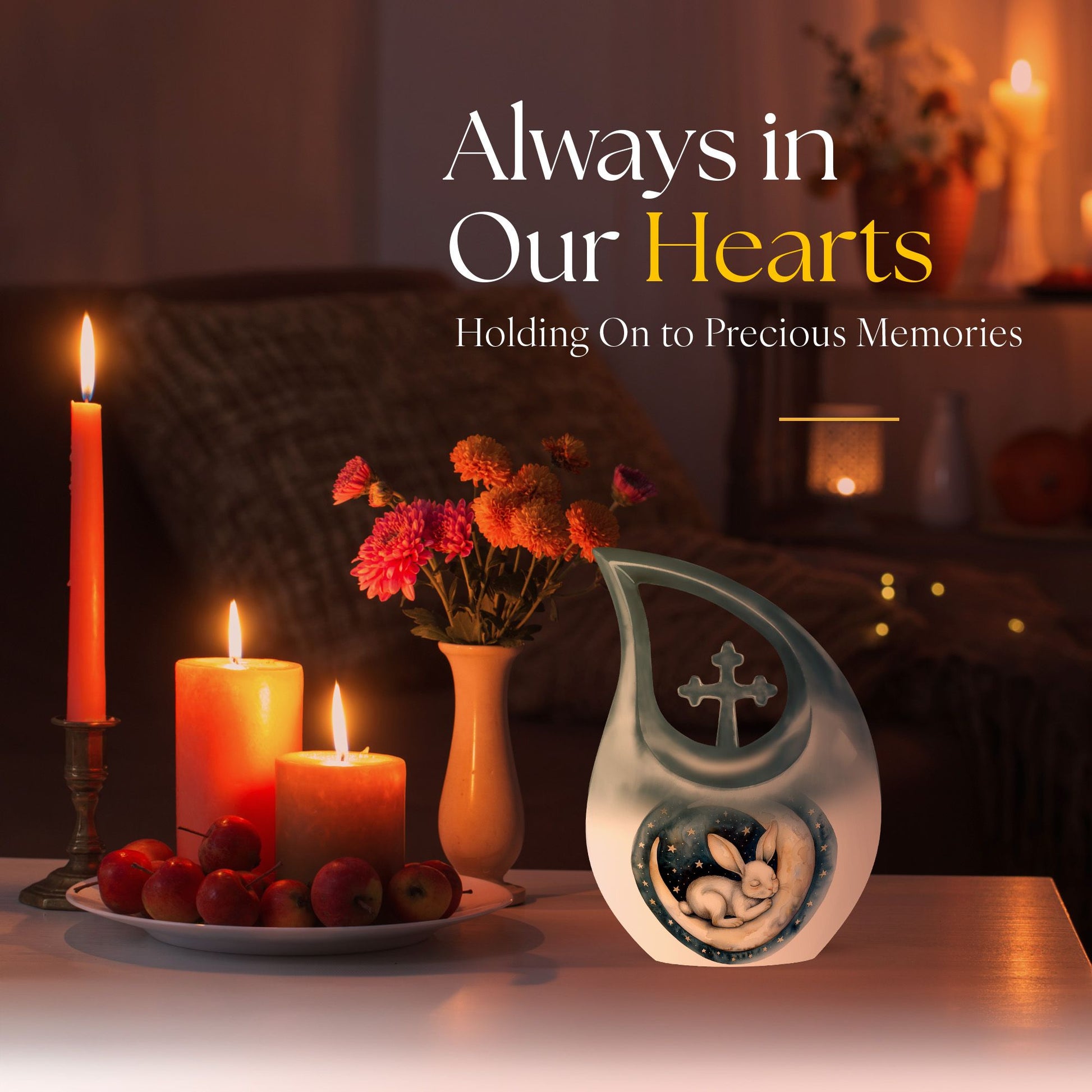 White Bunny Moon cremation urn