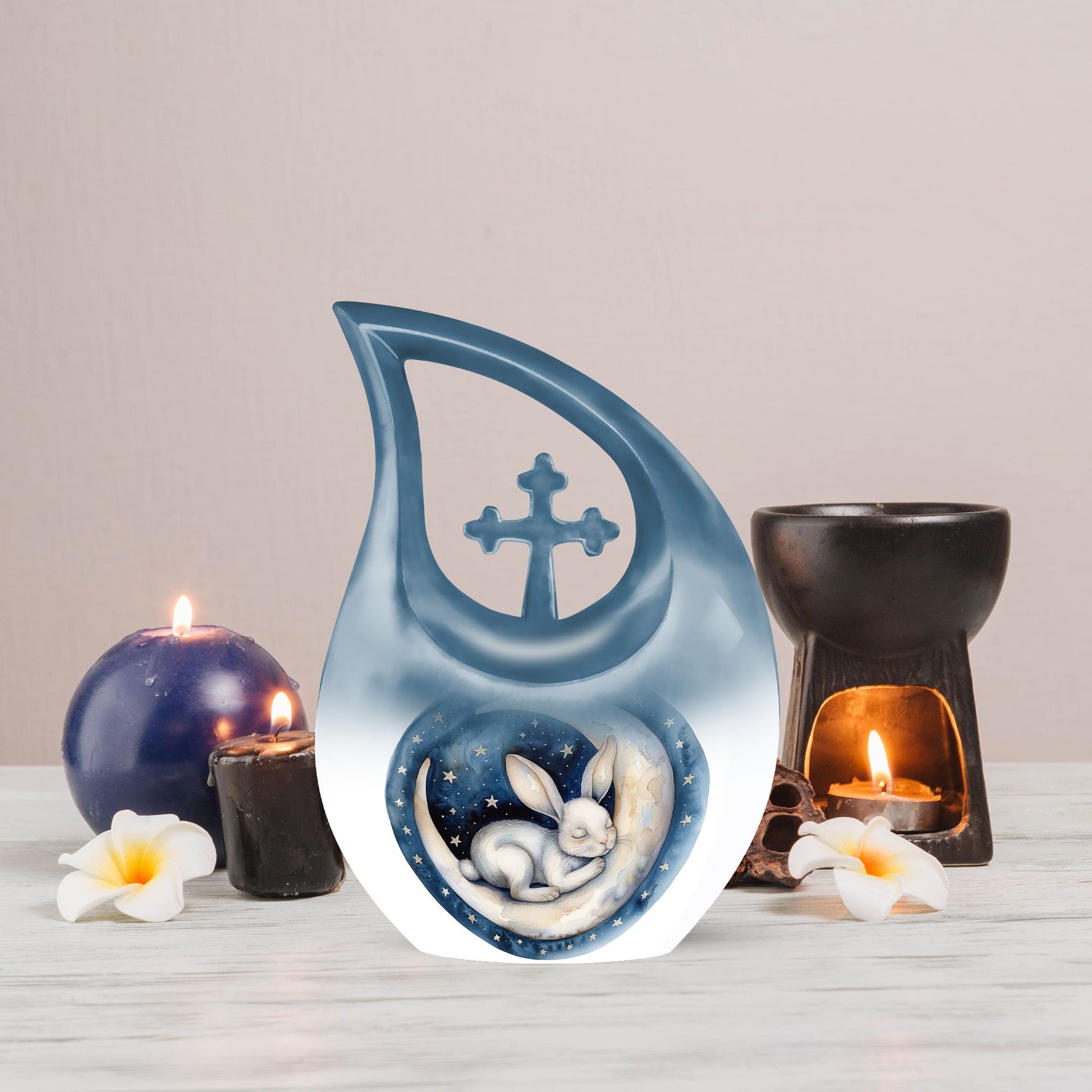 White Bunny Moon cremation urn
