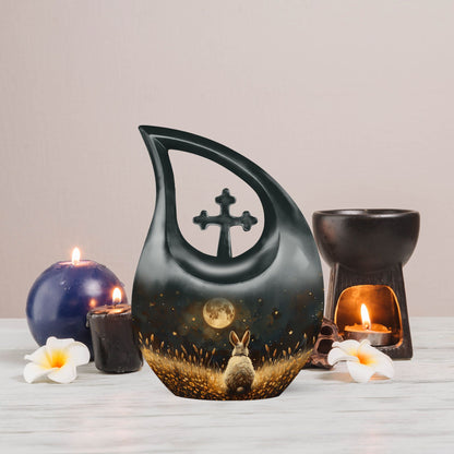 10 Inch White Bunny Moon Urn