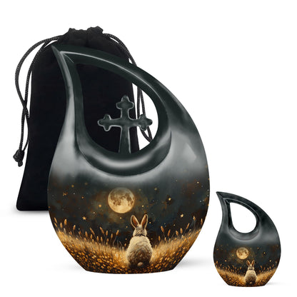 10 Inch White Bunny Moon Urn