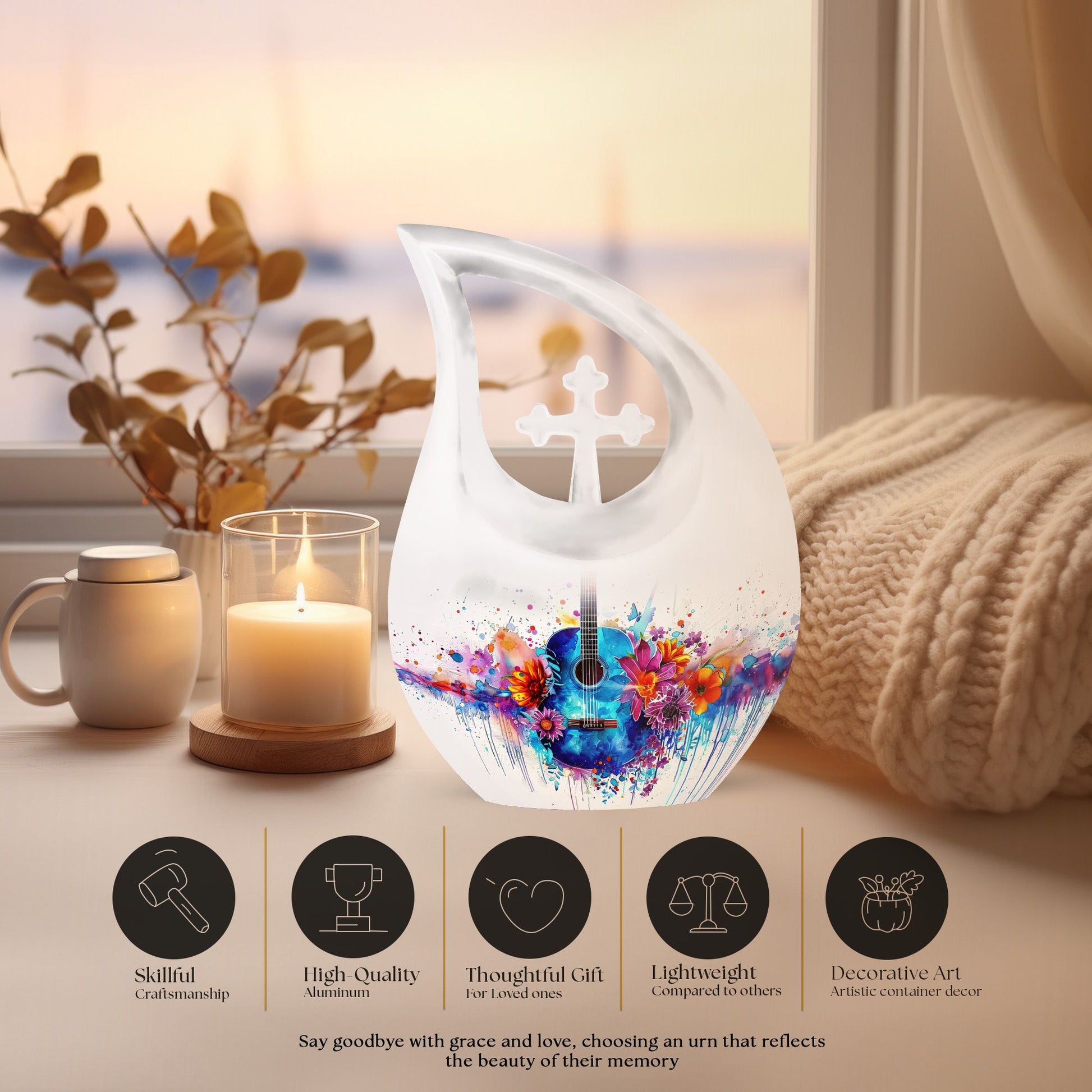 Guitar Themed Memorial Urn