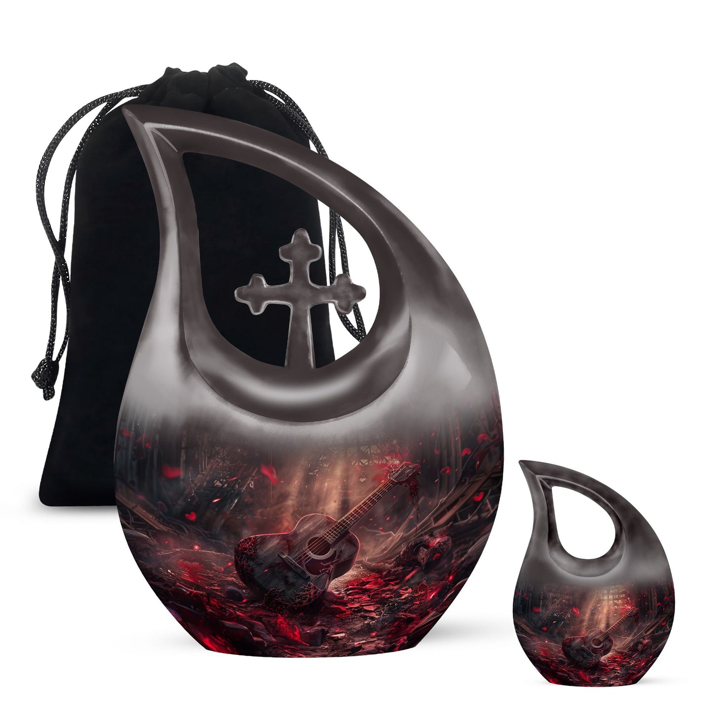 Personalized Guitar Cremation Urn for Men - 10-inch, 200 cu in - Yatskia