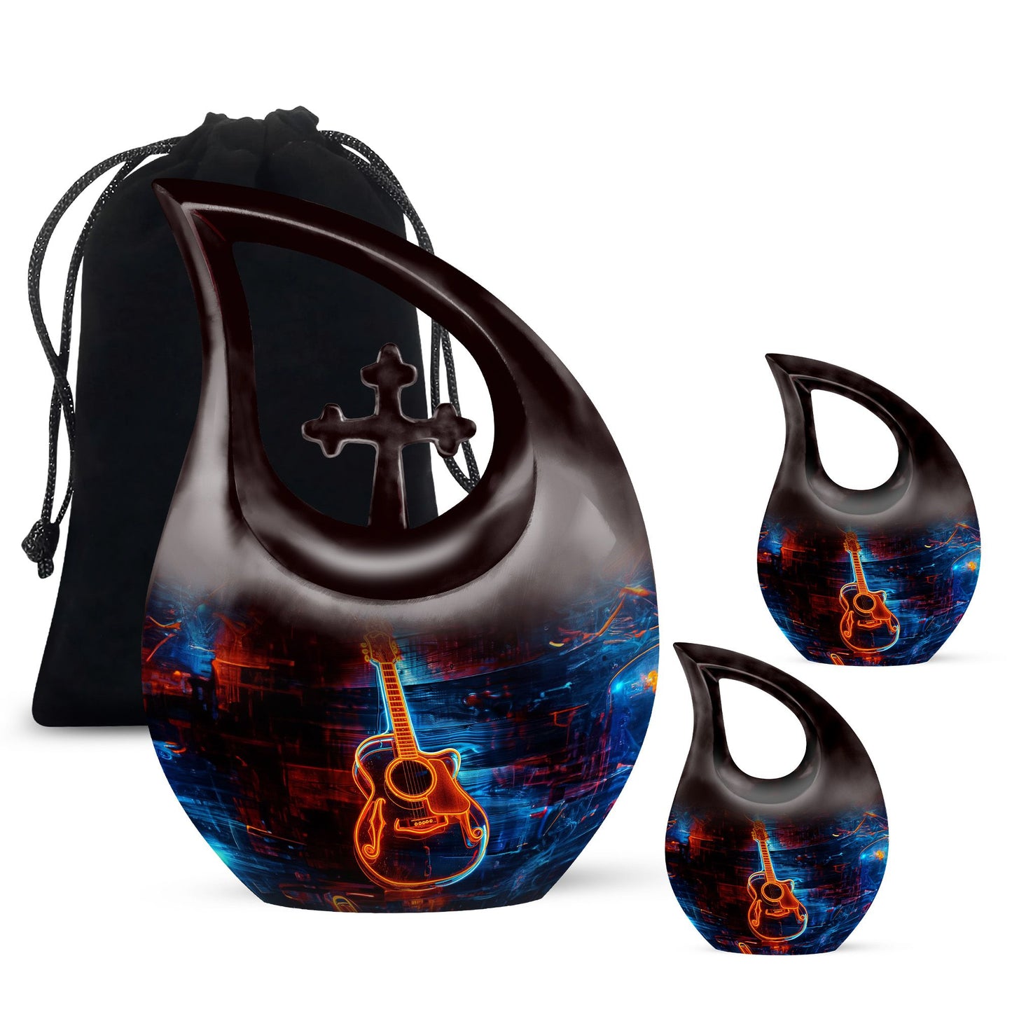 Personalized Guitar Cremation Urn for Human Ashes - 10-inch, 200 cu in - Yatskia