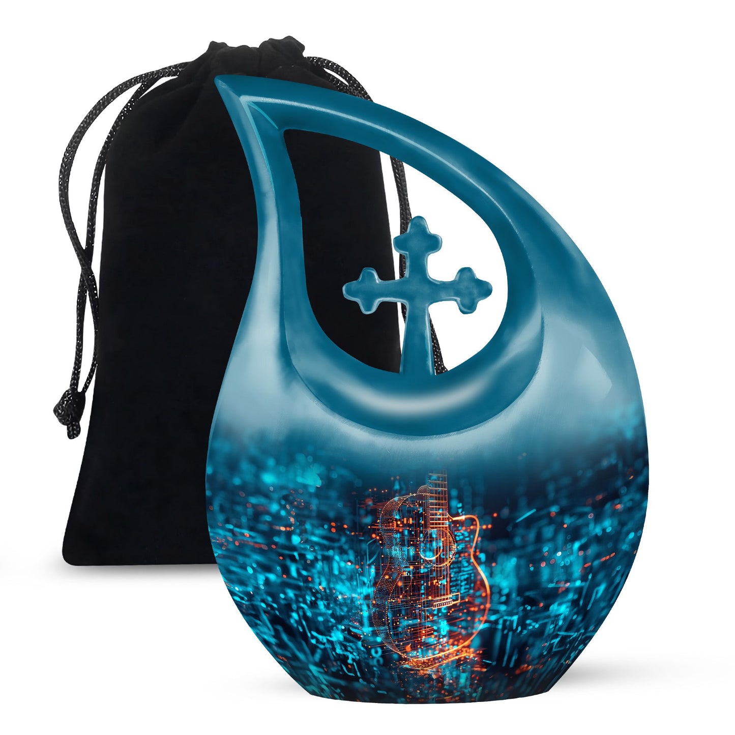 10 inch blue Guitar Urn