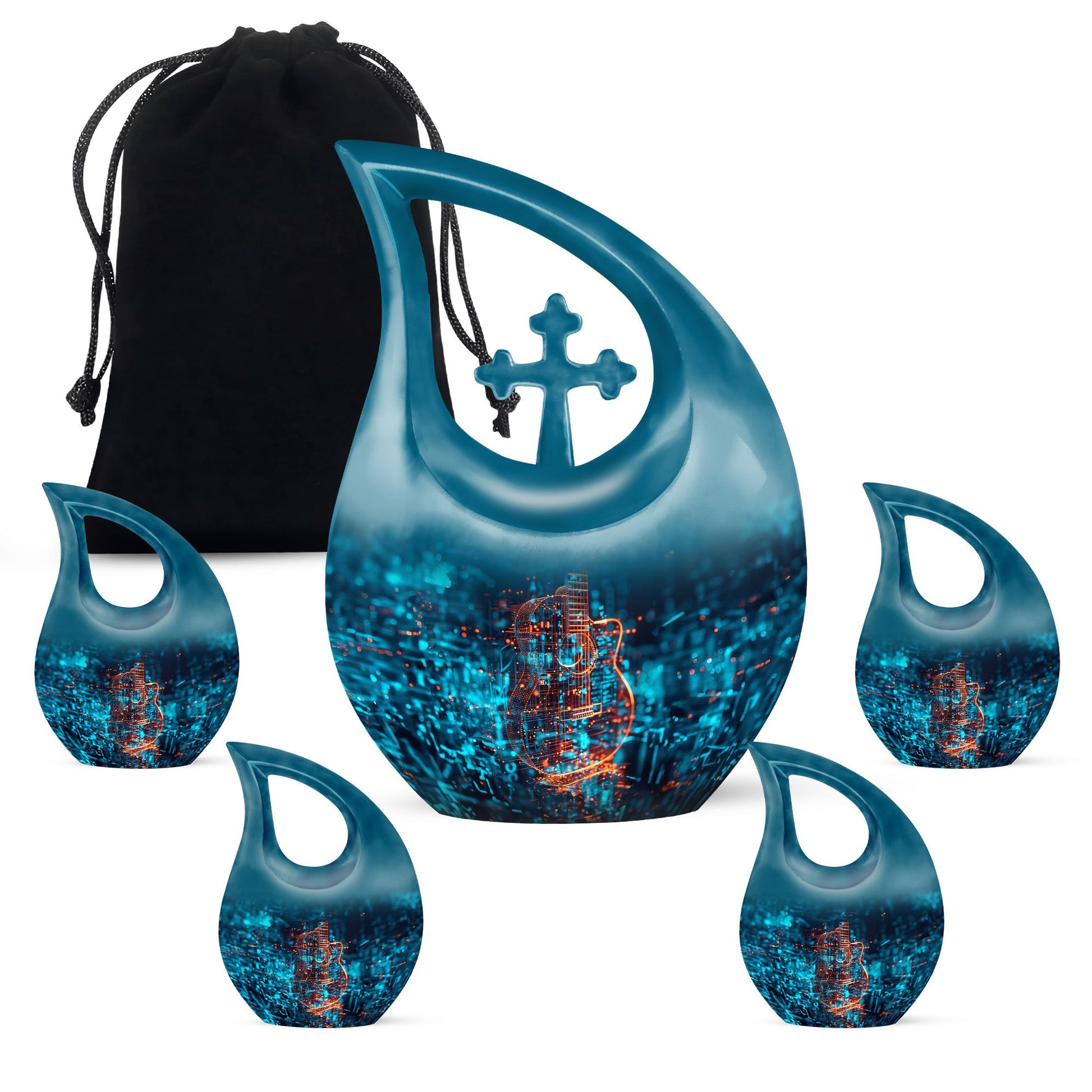 10 inch blue Guitar Urn