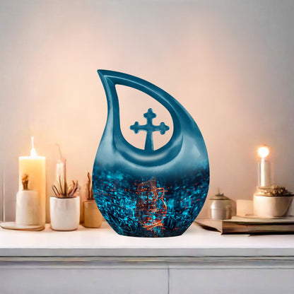 10 inch blue Guitar Urn