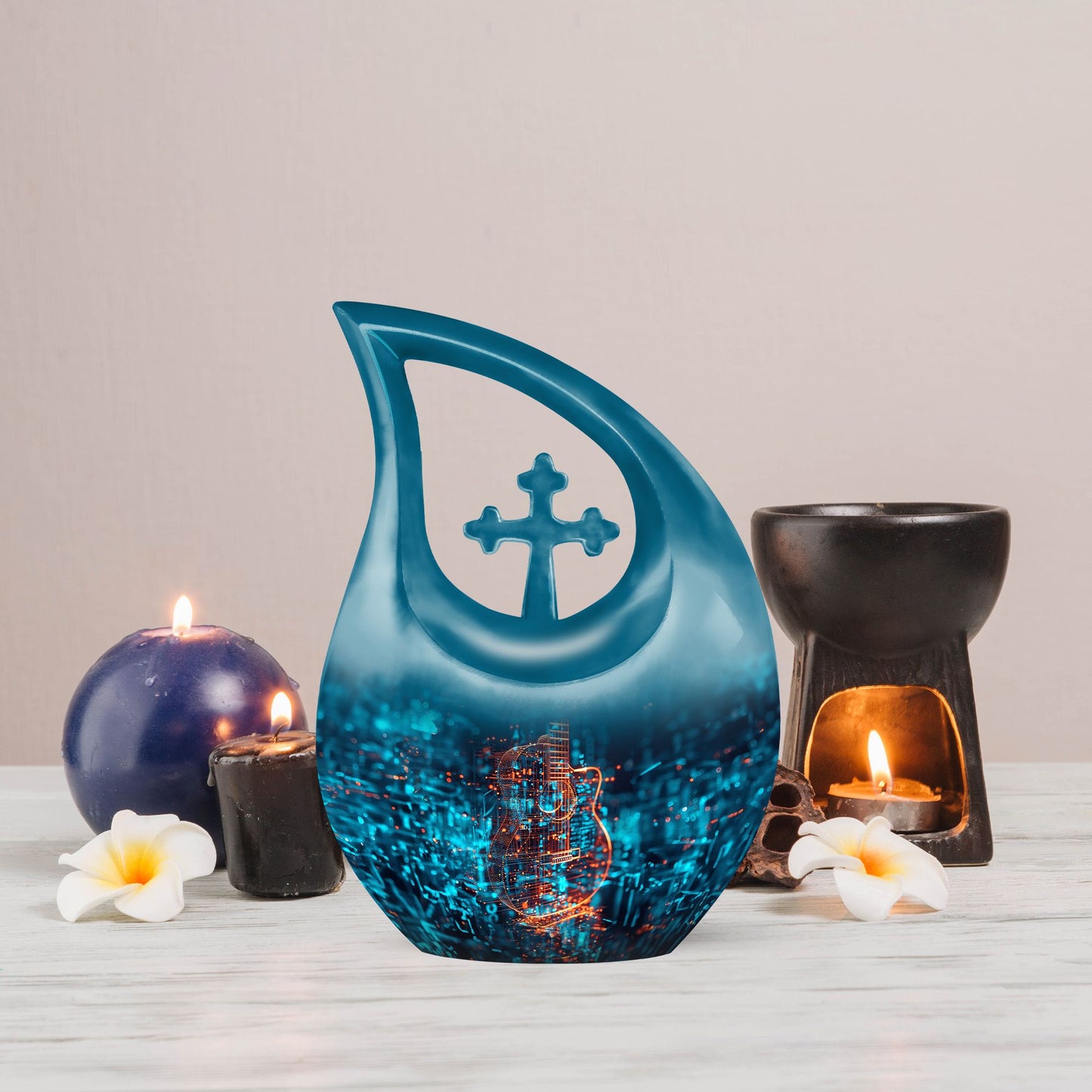 10 inch blue Guitar Urn