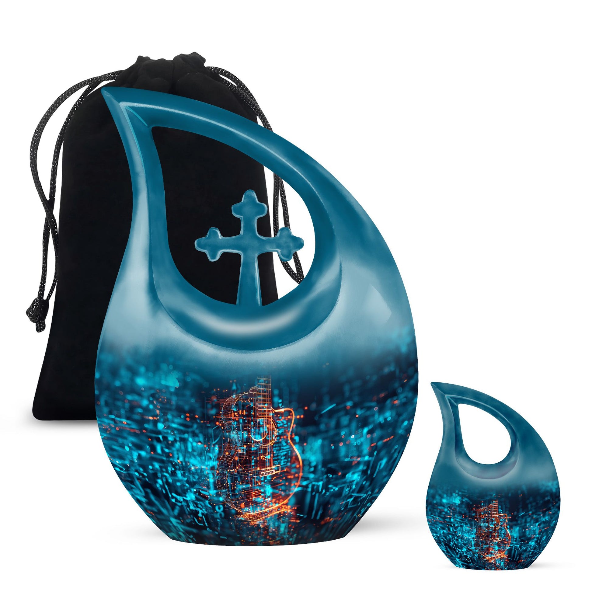 10 inch blue Guitar Urn