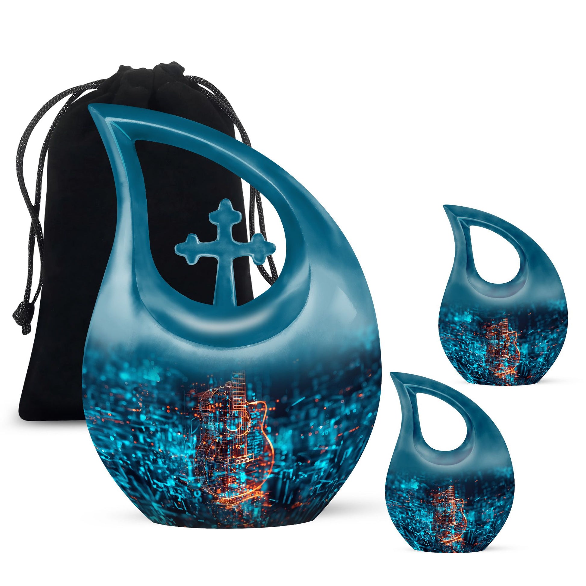 10 inch blue Guitar Urn