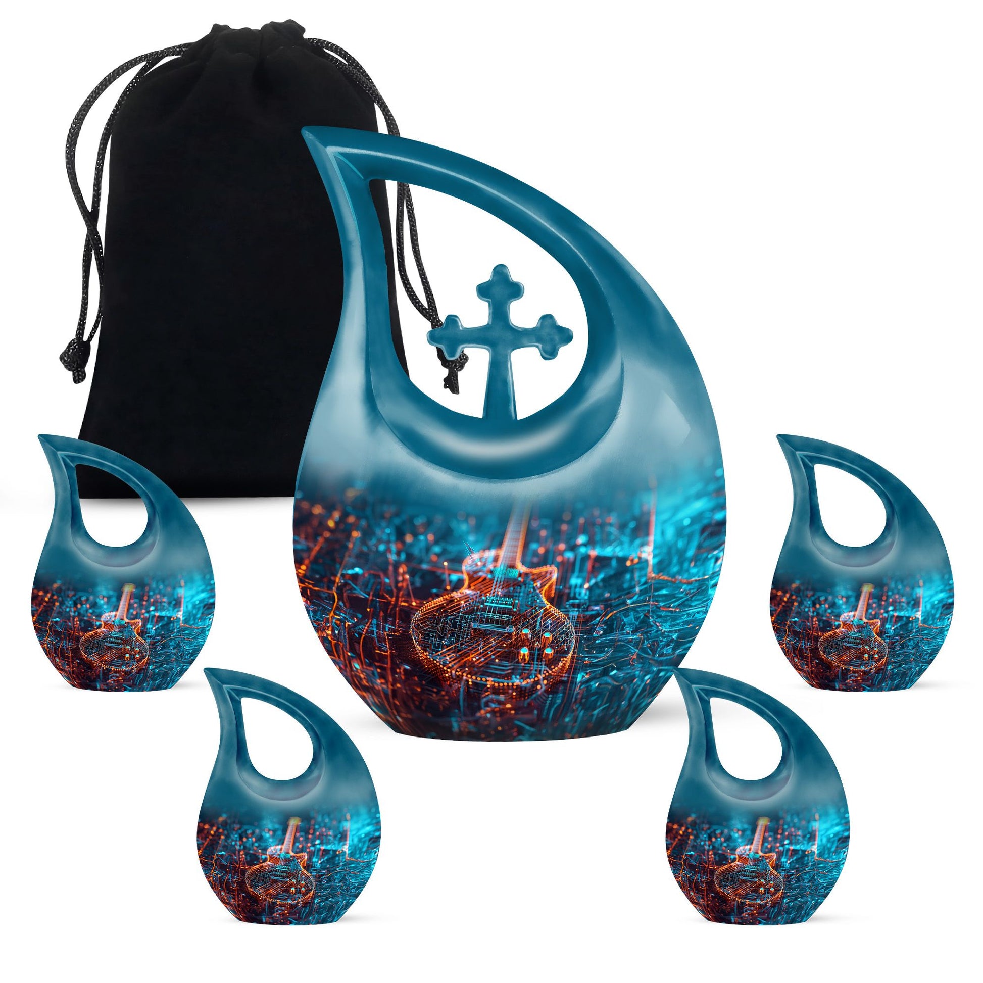 Affordable 10-inch aluminum guitar urn