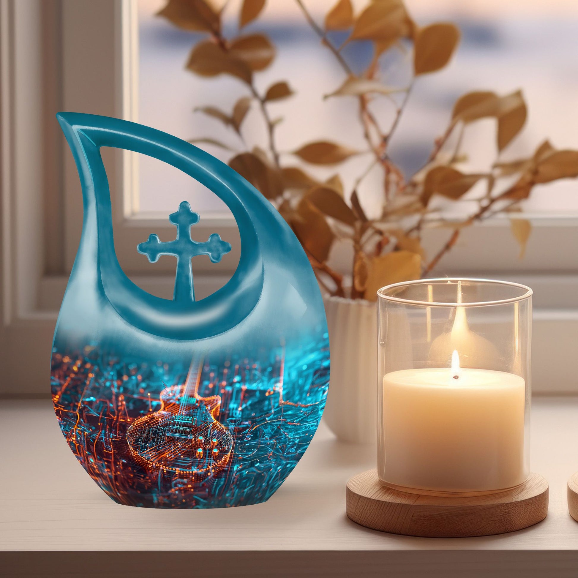 Affordable 10-inch aluminum guitar urn