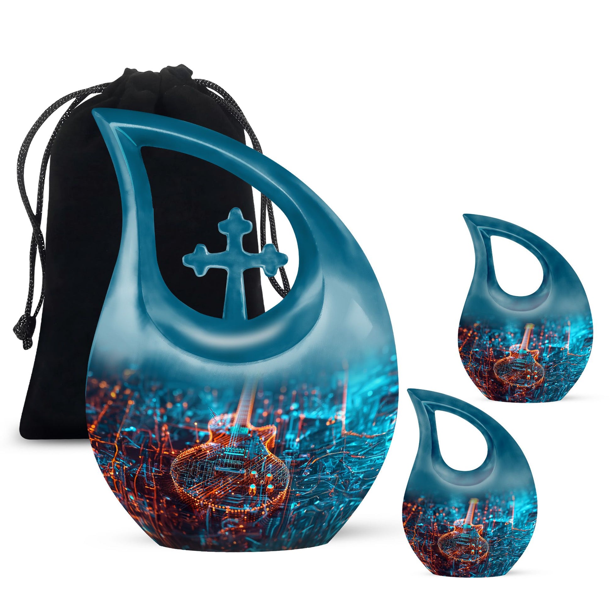 Affordable 10-inch aluminum guitar urn