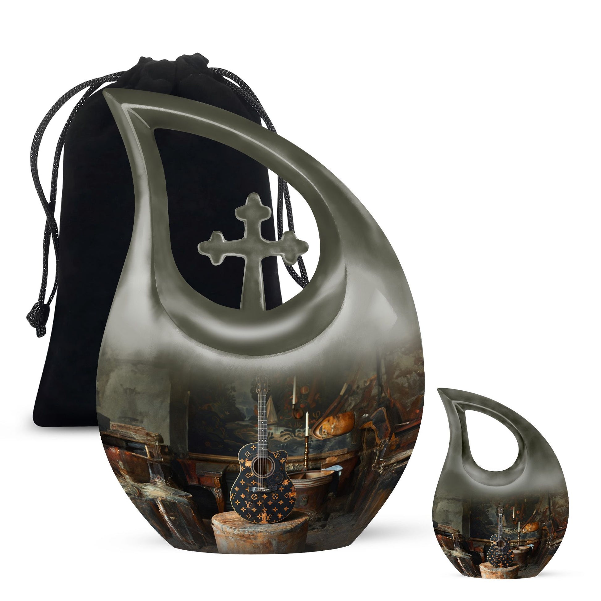 Guitar Small Urn Large Funeral, Ashes Urn For Ashes