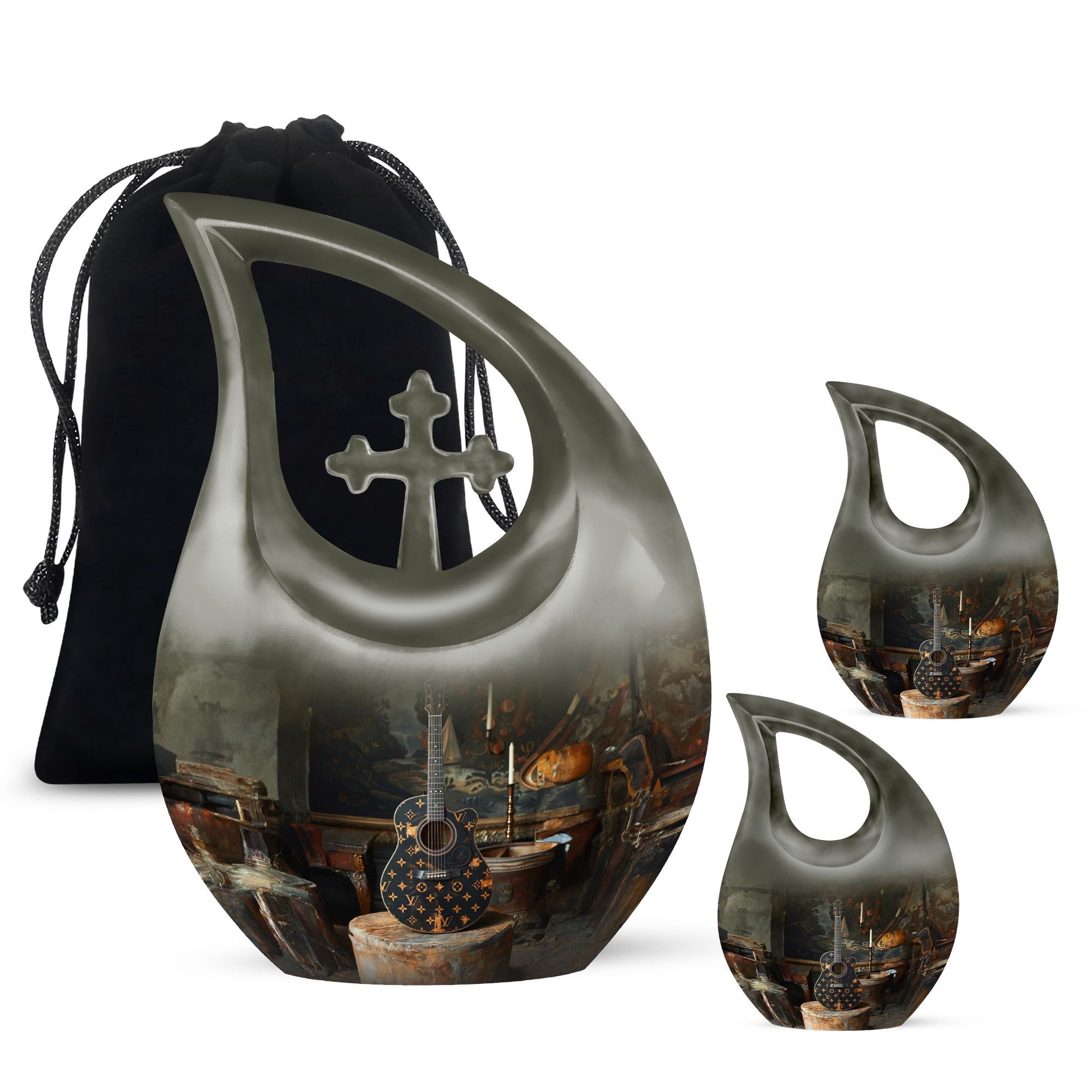 Guitar Small Urn Large Funeral, Ashes Urn For Ashes