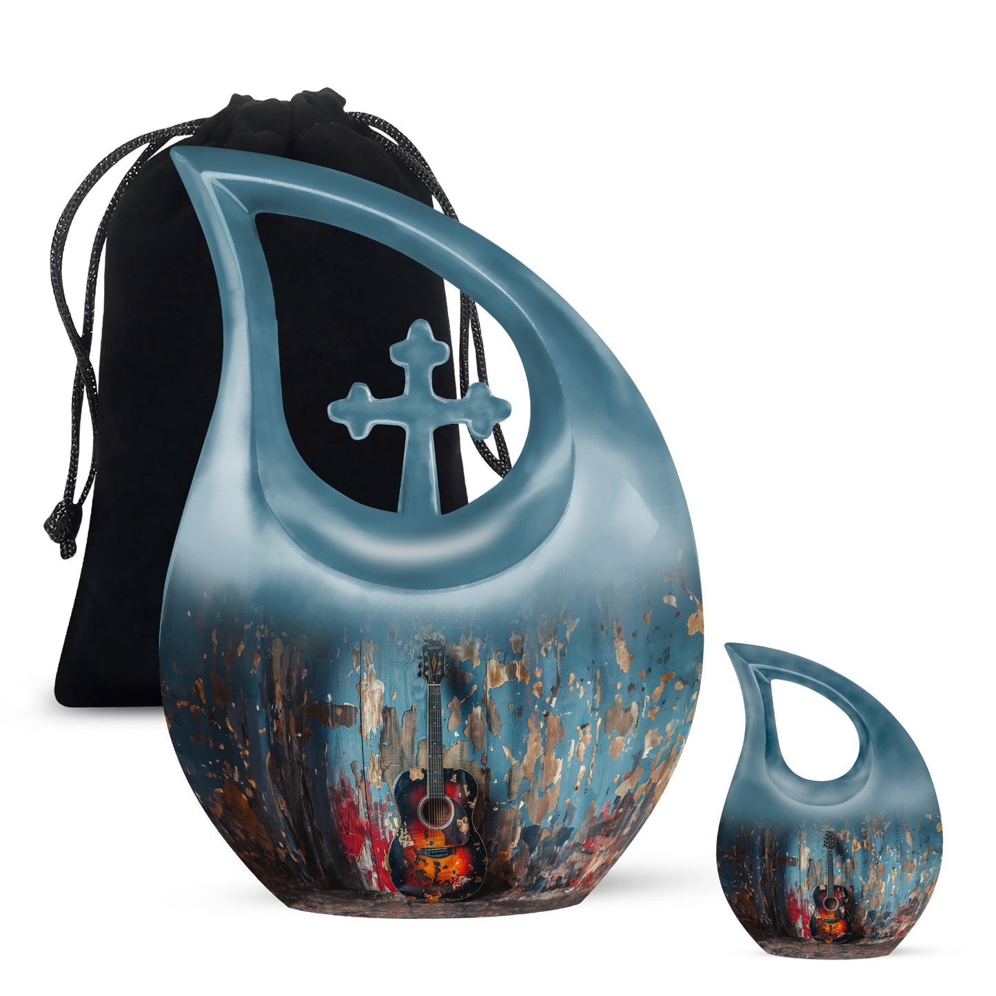 Personalized Guitar Keepsake Urn for Human Ashes - 10-inch, 200 cu in - Yatskia