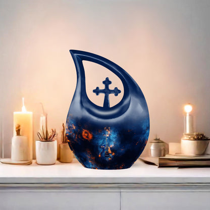 10-inch Guitar Themed Cross Drop Memorial Urn