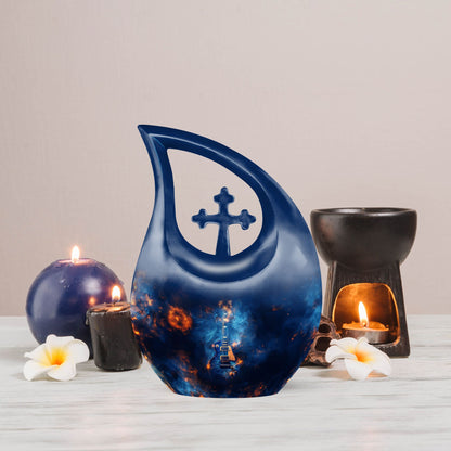 10-inch Guitar Themed Cross Drop Memorial Urn