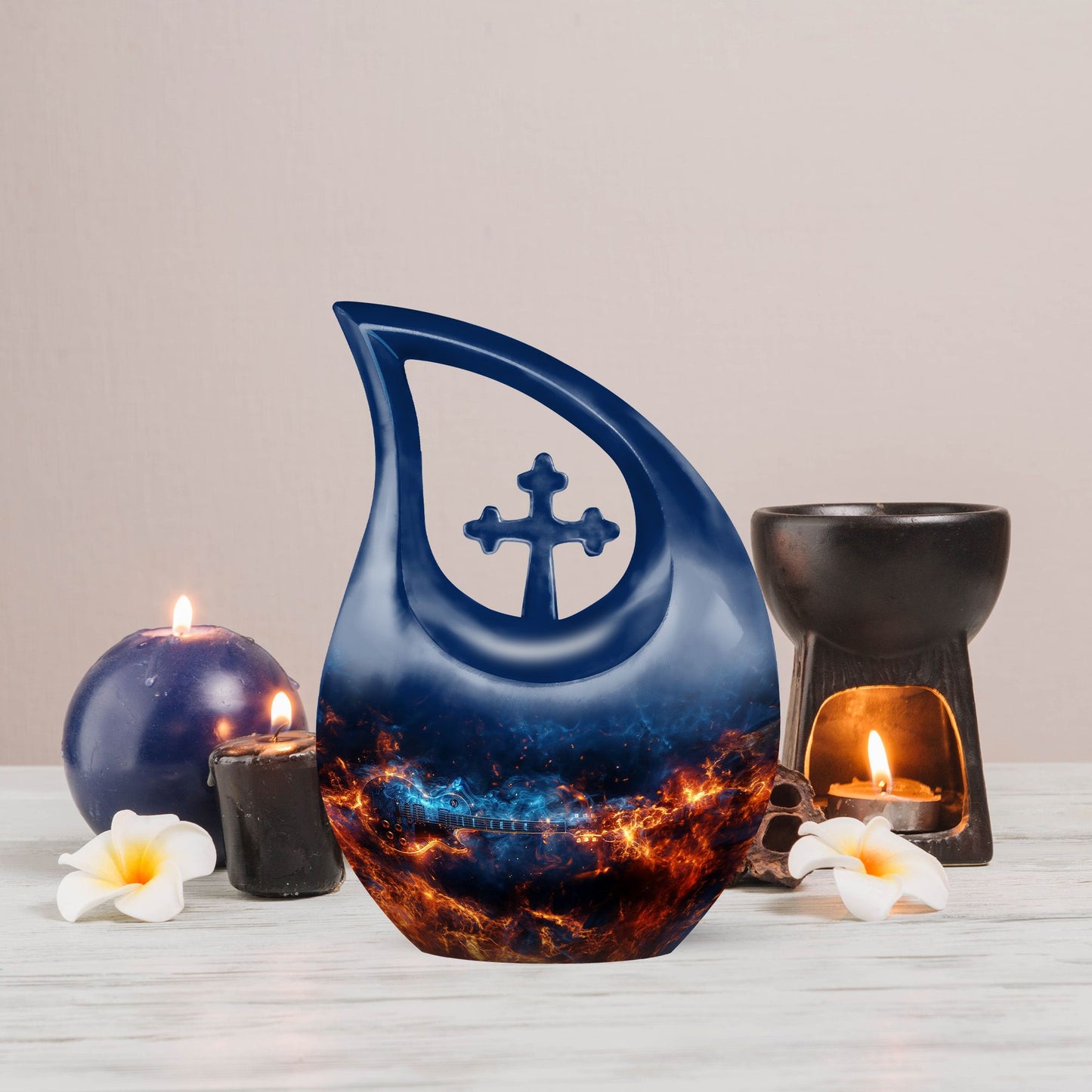 10-Inch Guitar Urn in Cross Drop design