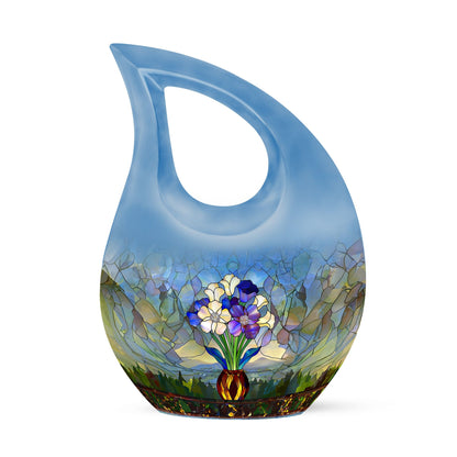 Glass Stained Glass Cremation Urn for Human Ashes - 10-inch, 200 cu in - Yatskia