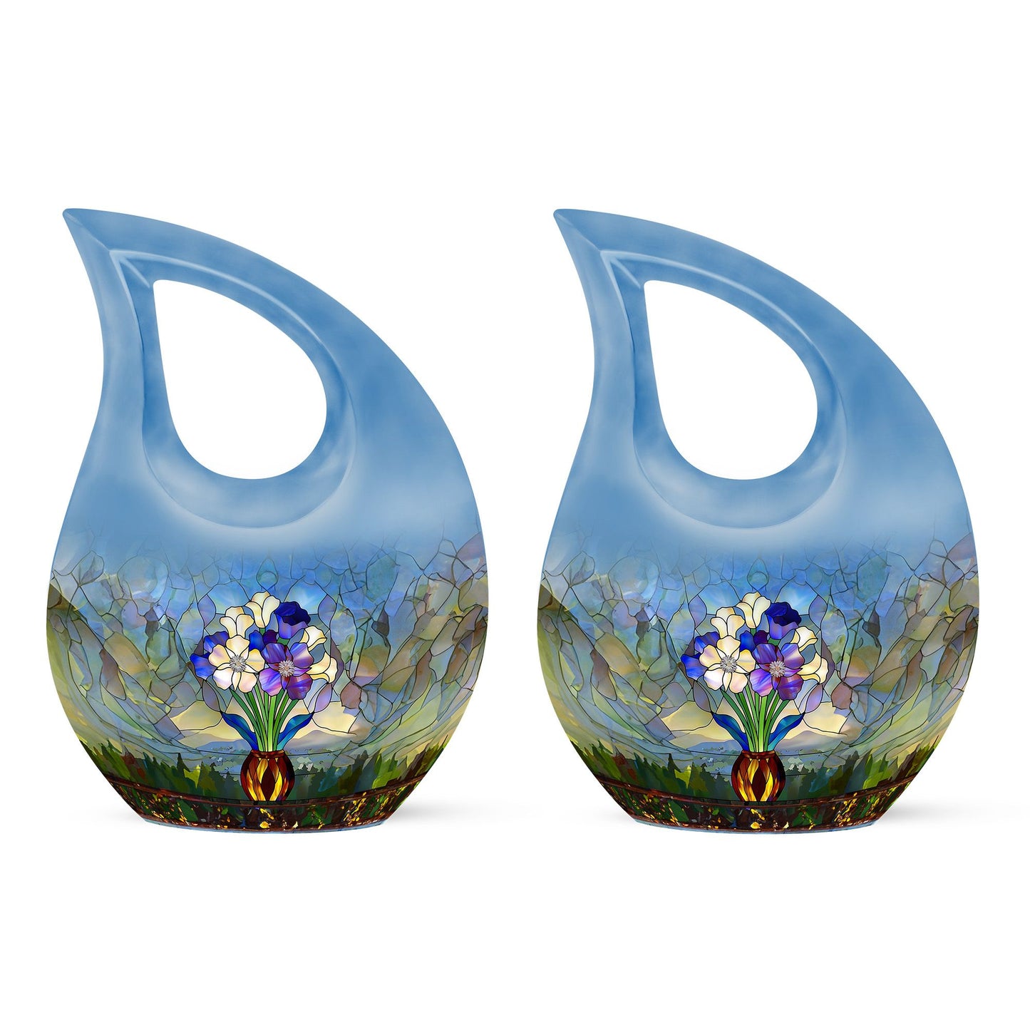 Glass Stained Glass Cremation Urn for Human Ashes - 10-inch, 200 cu in - Yatskia
