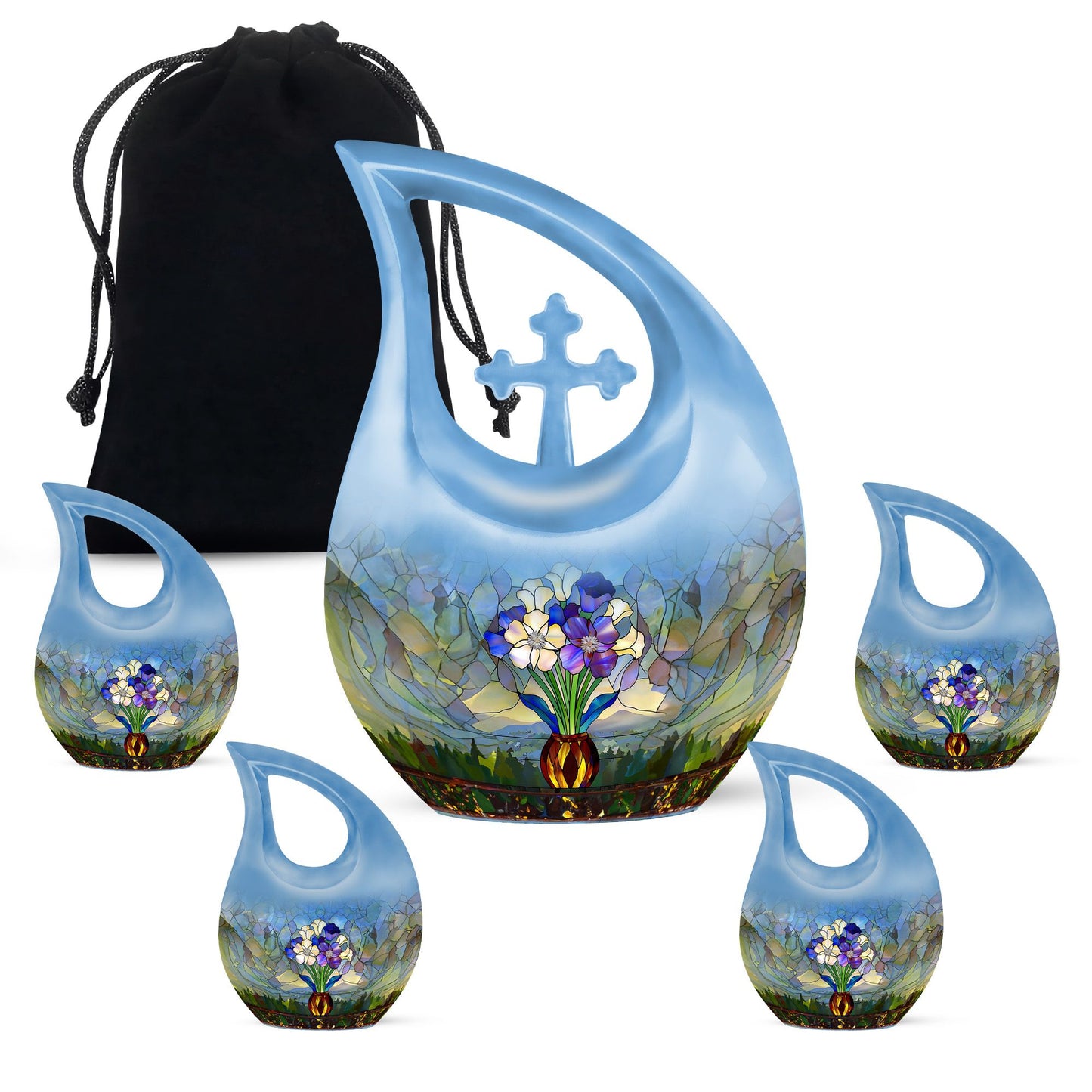 Glass Stained Glass Cremation Urn for Human Ashes - 10-inch, 200 cu in - Yatskia