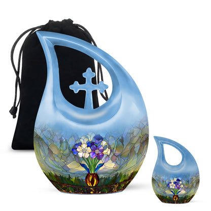 Glass Stained Glass Cremation Urn for Human Ashes - 10-inch, 200 cu in - Yatskia