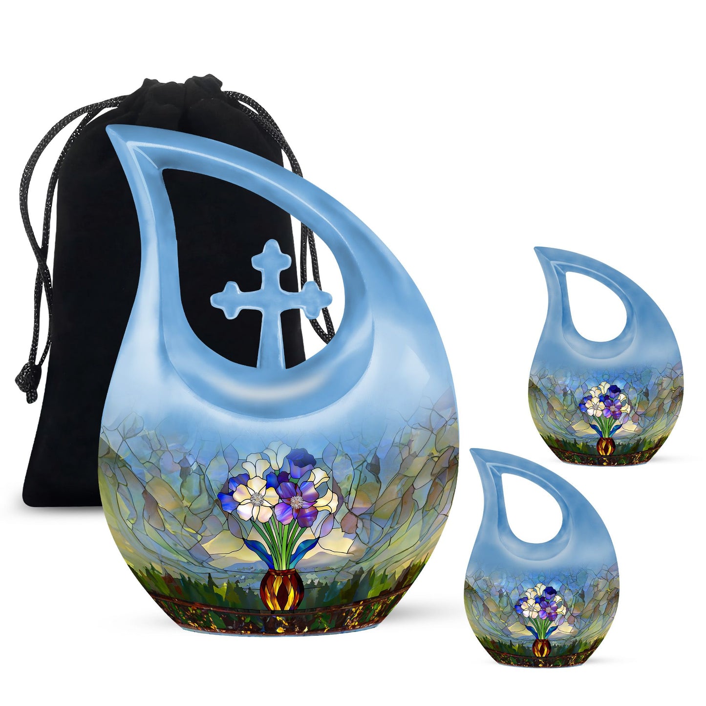 Glass Stained Glass Cremation Urn for Human Ashes - 10-inch, 200 cu in - Yatskia