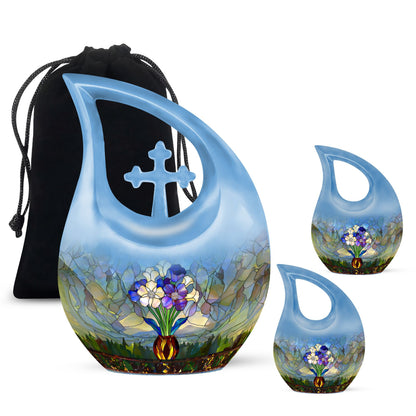 Glass Stained Glass Cremation Urn for Human Ashes - 10-inch, 200 cu in - Yatskia