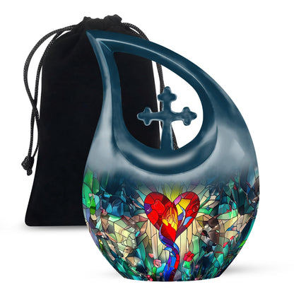 Glass Artistic Cremation Urn for Men - 10-inch, 200 cu in - Yatskia