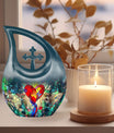 10-inch stained glass urn