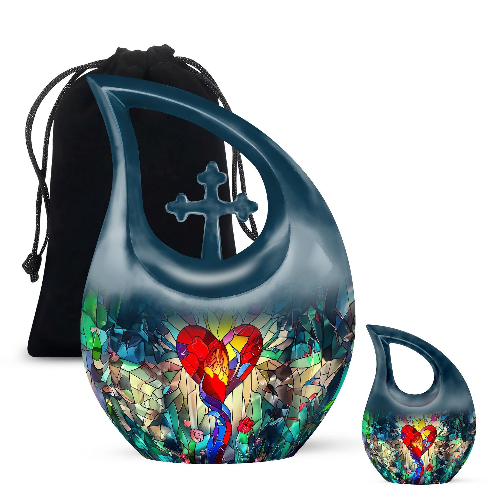 10-inch stained glass urn