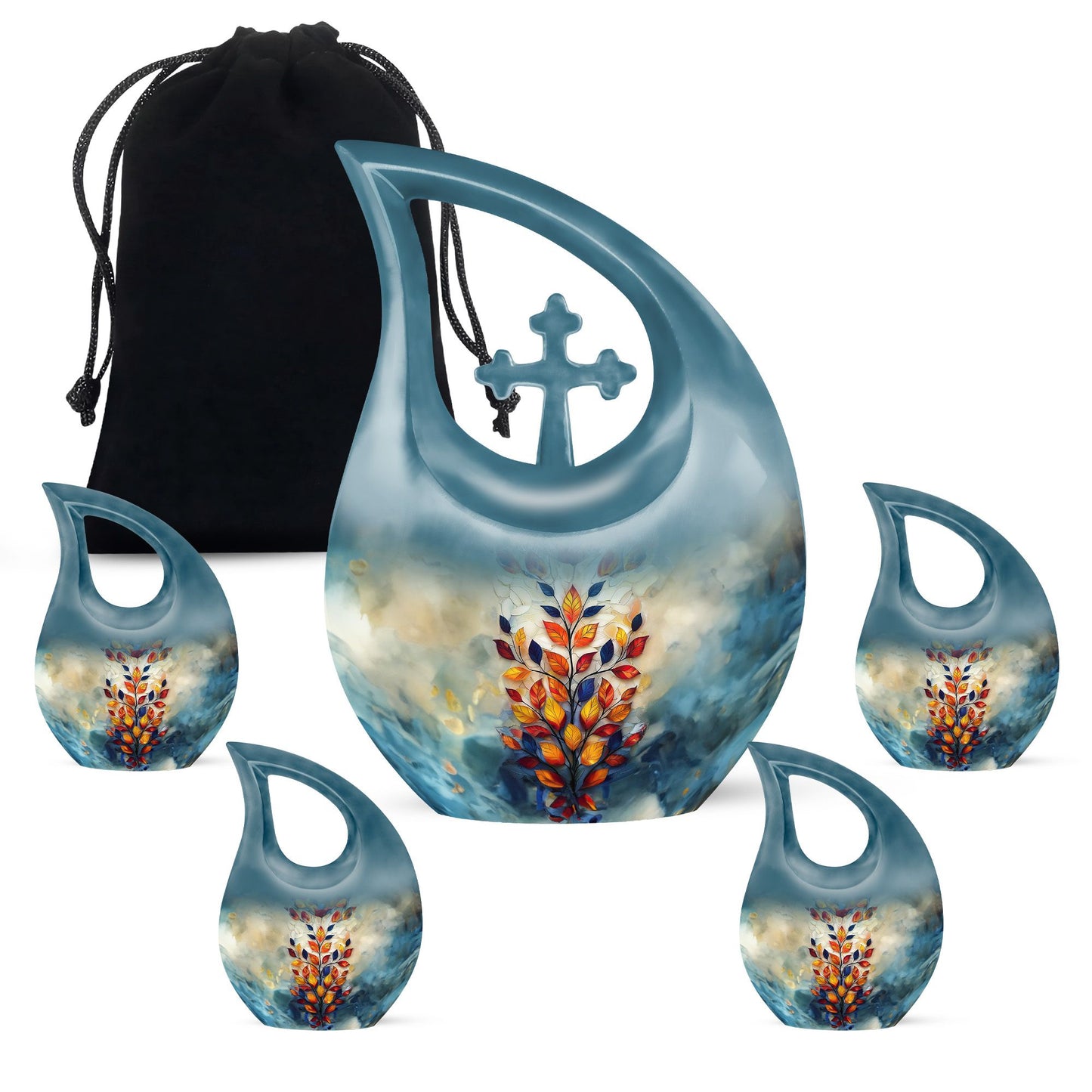 Stained Glass Cross Drop Cremation Urn