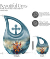 Stained Glass Cross Drop Cremation Urn