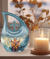 Stained Glass Cross Drop Cremation Urn