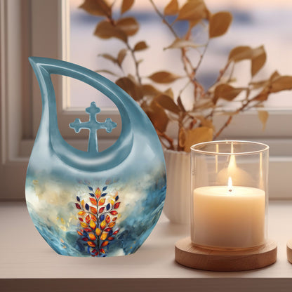 Stained Glass Cross Drop Cremation Urn
