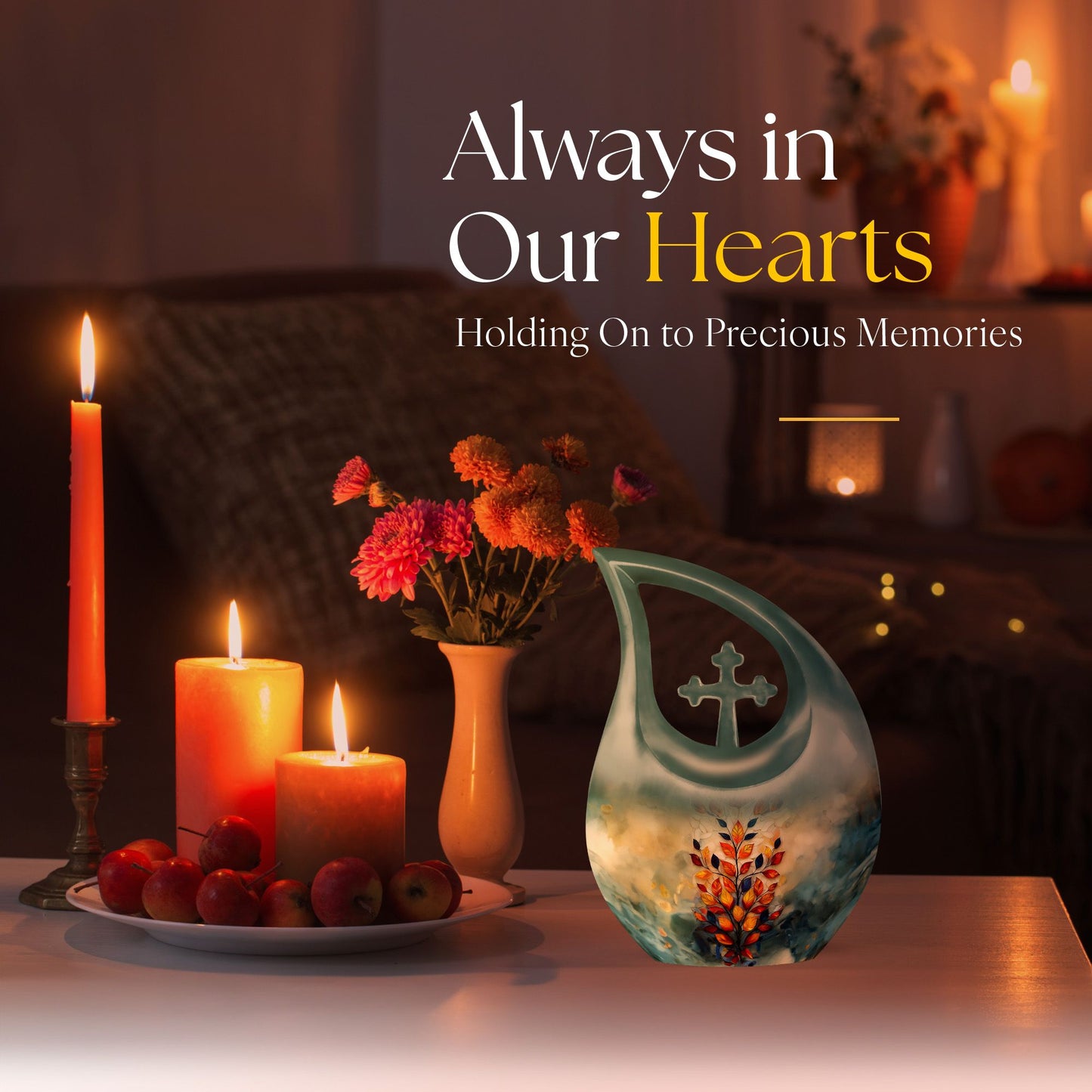 Stained Glass Cross Drop Cremation Urn