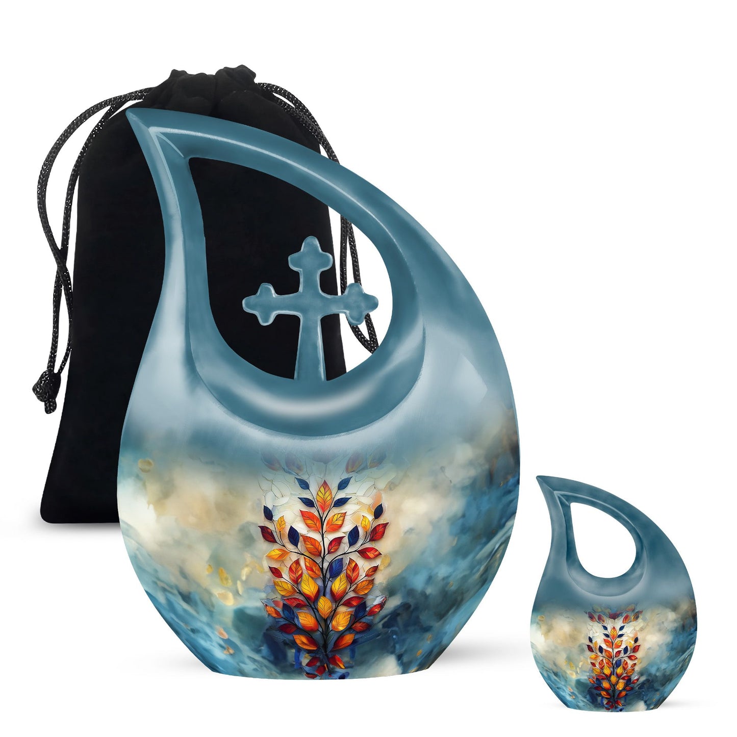 Stained Glass Cross Drop Cremation Urn